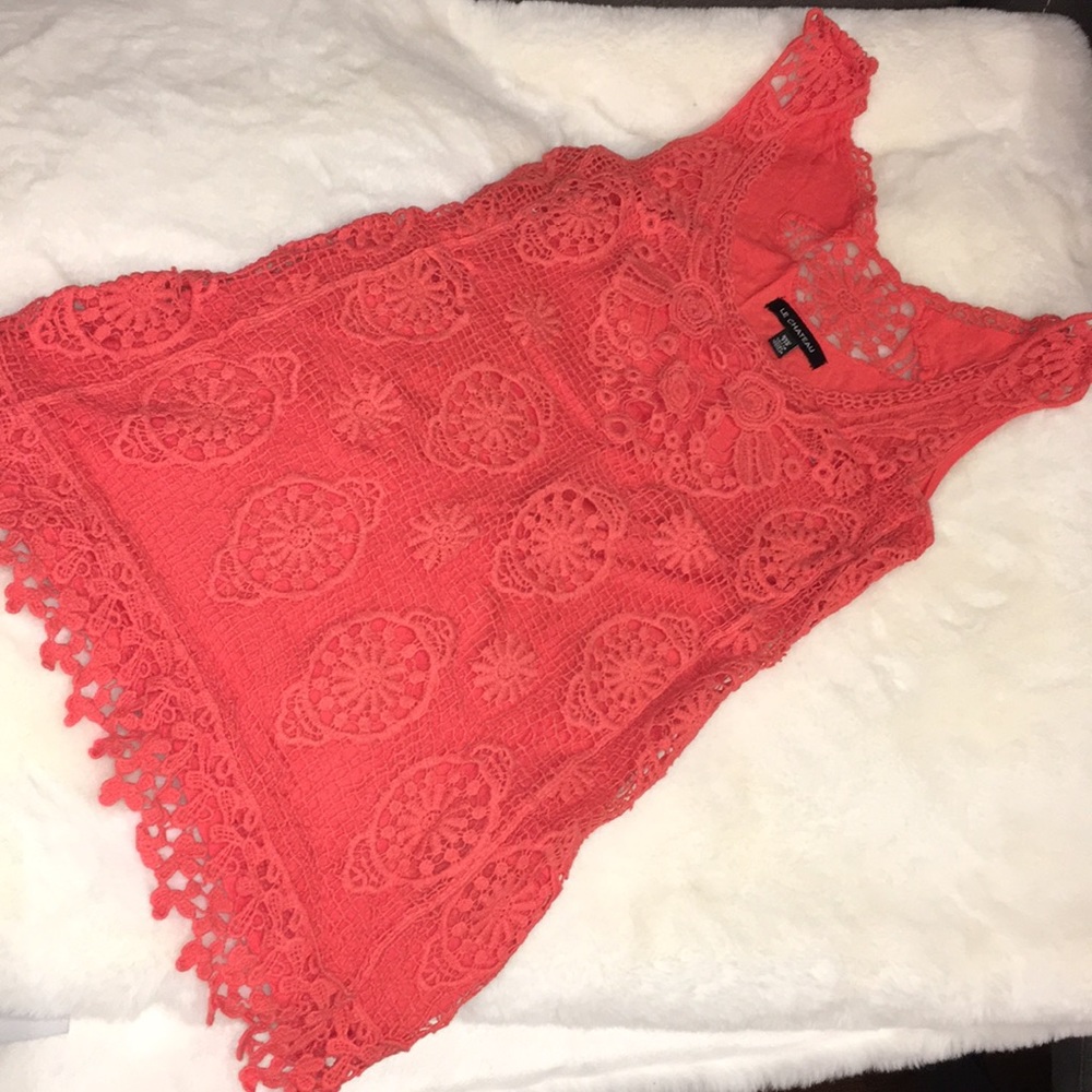 Le chateau Burnt orange Crochet top